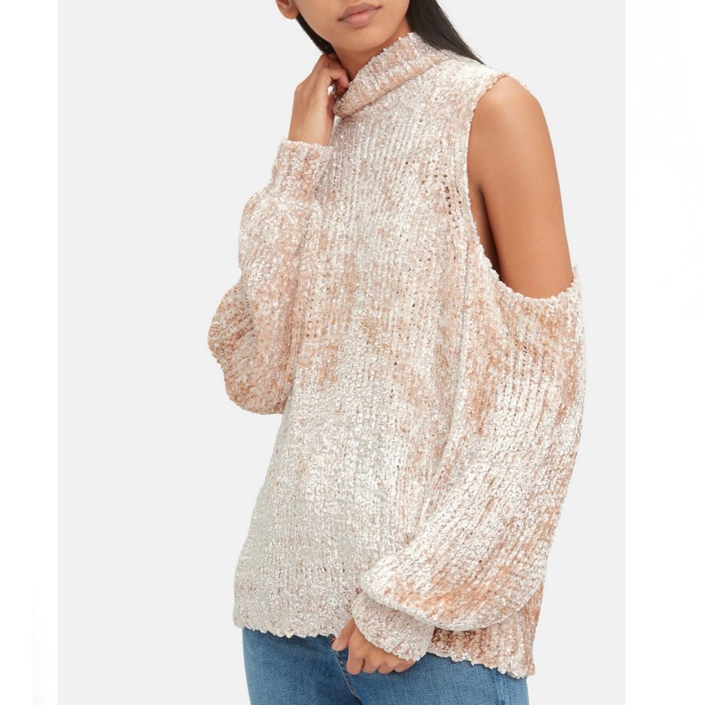 CAROLINE CONSTAS chenille cold shoulder sweater sz S